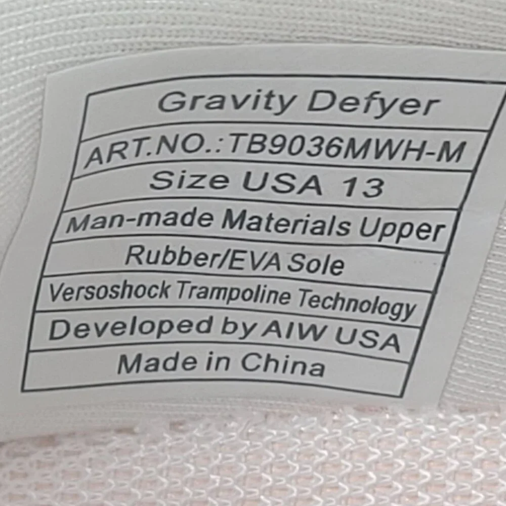 Gdefy Gravity Defyer Men's White Athletic Shoes TB9036MWH-M US Size 13